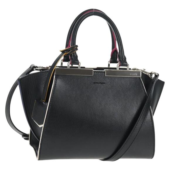 FENDI Petite To Jules Hand Bag Leather Black Silver - Picture 1 of 14